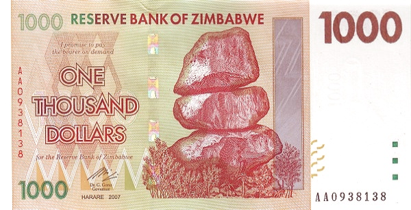 (011) Zimbabwe P71 - 1000 Dollars (2007)